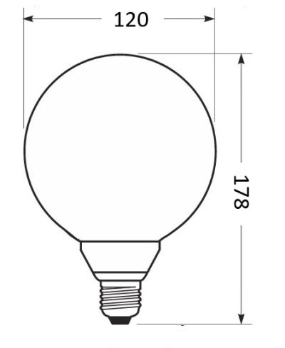 Zeichnung - LED Star Globe mat, RL-G120 100 DIM 927/F/E27