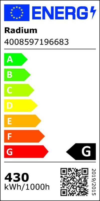 Energielabel - Lampe aux iodures métalliques, brûleur quartz, HRI-E 400W/D/PRO/230/E40