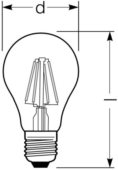 Zeichnung - Classic A LED Star, Filament, RL-A60 DIM 7,5W/230/C/827/E27