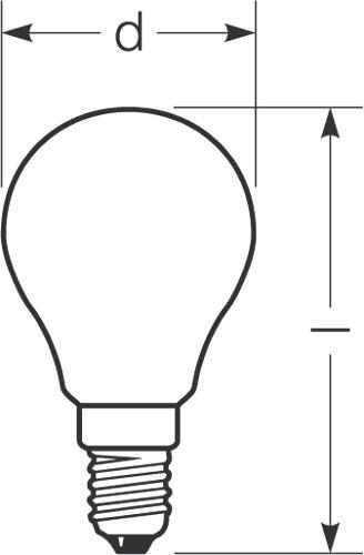 Zeichnung - Lampe sphérique LED Essence, dépolie, RL-D60 6W/827/F/E14
