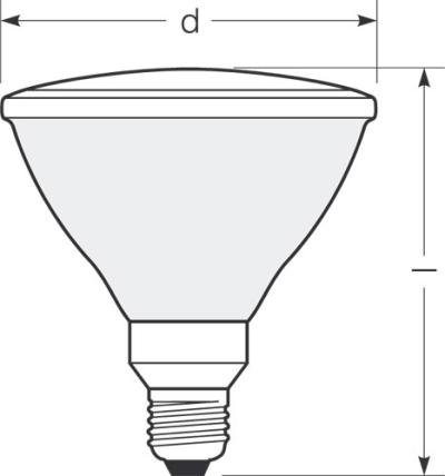 Zeichnung - Reflektorlampe, PAR38 120W/230/FL/E27