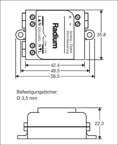 Zeichnung - Bluetooth Control Unit, BCU DALI/3CH/RGB