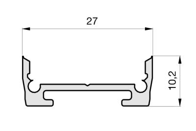 Zeichnung - Profil en aluminium pour 2 bandes LED, Profilé en U plat  MEDIUM, longueur 2m