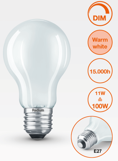 Produktbild - LED Star Classic A, frosted, RL-A100 DIM 827/F/E27