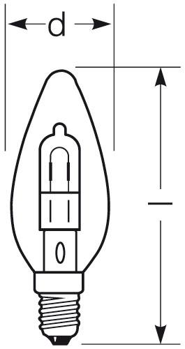 Zeichnung - Lampe halogène flamme, claire, RJH-C 46W/230/C/XE/E14