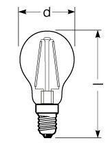 Zeichnung - LED Ambiente LUX Tropfenform, RL-D22 824/C/E14 FIL Gold