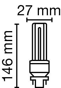 Zeichnung - Compact fluorescent lamp Ralux® Duo/E , RX-D/E 18W/840/G24Q