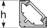 Zeichnung - Aluminium profil de 45° pour bandes LED, Slim Track-W 19/19/T13I