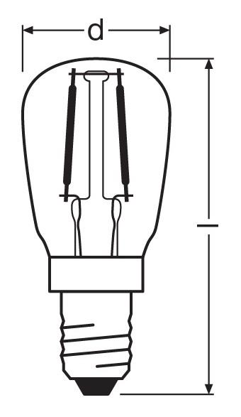Zeichnung - Lampe tubulaire LED, RL-T26 25 2,8W/230/827/C/E14