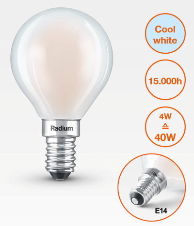 Produktbild - LED Essence Tropfenform, matt, RL-D40 840/F/E14
