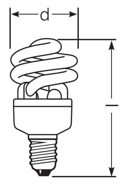 Zeichnung - Kompaktleuchtstofflampe Ralux®Spin , RXE-SP 12W/827/E14