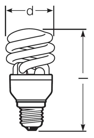 Zeichnung - Kompaktleuchtstofflampe Ralux®Spin , RXE-SP 15W/865/E27