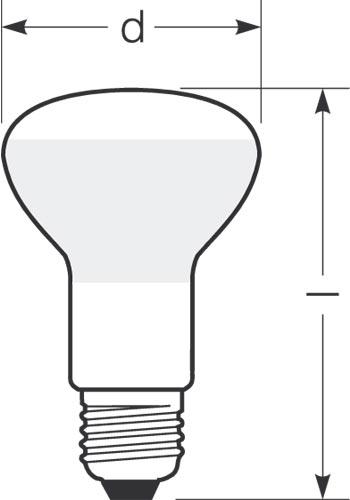 Zeichnung - Reflektorlampe, R63 60W/230/FL/E27