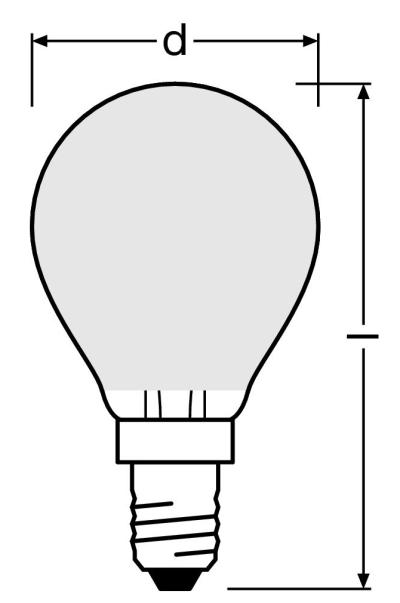 Zeichnung - Lampe sphérique LED Essence, dépolie, RL-D60 827/F/E14