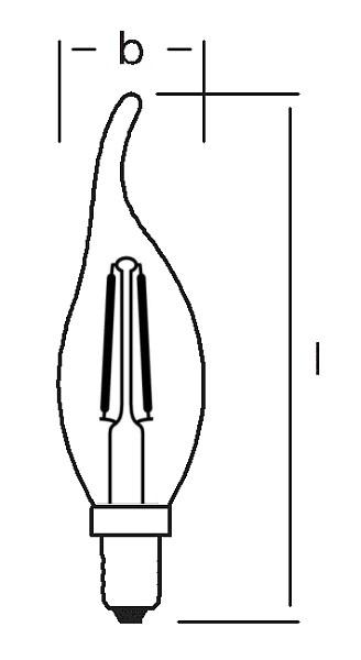 Zeichnung - Flamme LED Essence, Filament, RL-CA40 827/C/E14 FIL