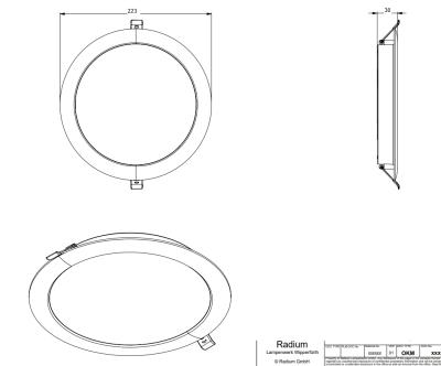 Zeichnung - LED Downlight Essence IP54, 195-205mm 22W/830 IP54