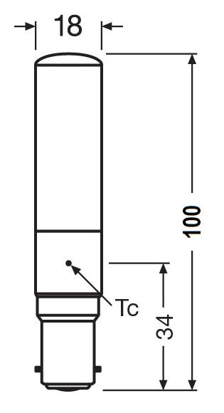 Zeichnung - LED tubular lamp, RL-T18 75 DIM 827/C/B15D