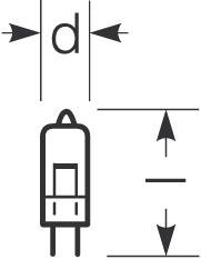 Zeichnung - Low voltage halogen pin base lamp, RJL 20W/12/G4