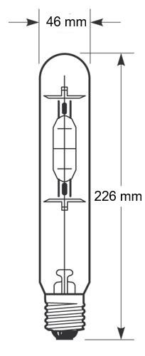 Zeichnung - Halogenmetalldampflampe, Quarzbrenner , HRI-T 250W/230/B/E40