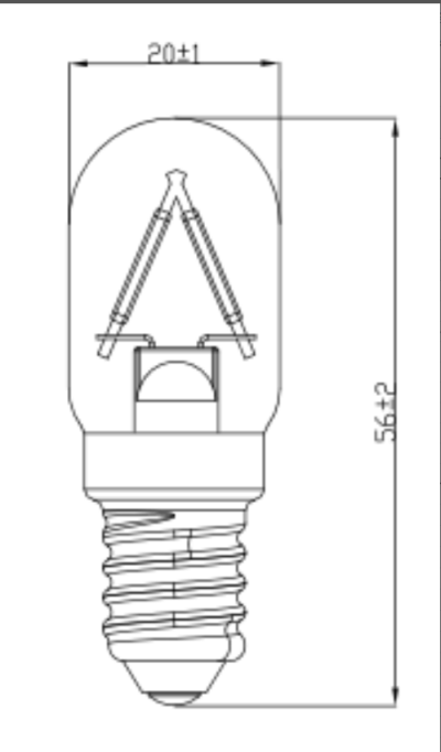 Zeichnung - Lampe tubulaire LED, RL-T20 15 827/C/E14 FIL