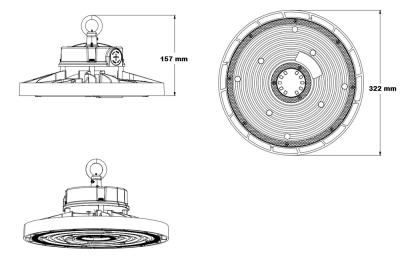 Zeichnung - Luminaire industriel à LED Star IP65, 100W PS CCT SR BS