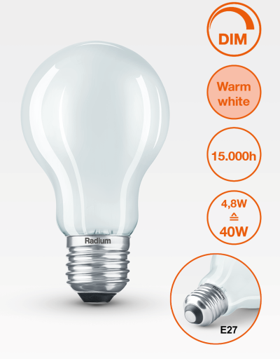Produktbild - LED Star Classic A, frosted, RL-A40 DIM 827/F/E27