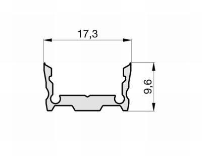 Zeichnung - Profil en aluminium pour 1 bande LED, U-Profil plat SMALL, noir, longueur 2m