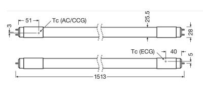 Zeichnung - LED Essence T8-RetroFit universal, RL-T8 58 840/G13 UN
