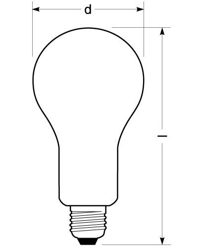 Zeichnung - Standardlampe, innenmattiert, A 200W/230/F/E27