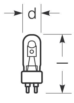 Zeichnung - Halogenmetalldampflampe, Quarzbrenner , HRI-T 150W/WDL/230/G12