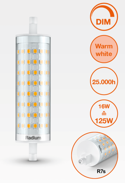 Produktbild - LED Star tubular shape, R7s, RL-TS125 DIM 827/R7S