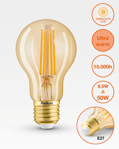 Produktbild - LED Ambiente LUX Classic, RL-A50 824/C/E27 FIL Gold