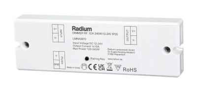 Variateur de télécommande radio, DIMMER RF 1CH 240W/12-24V IP20