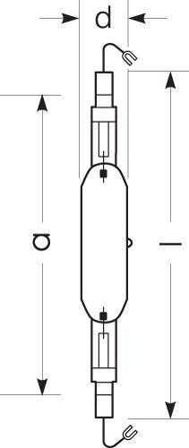 Zeichnung - Metal halide lamp with quartz burner , HRI-TS 2000W/N/XL/400/K12S