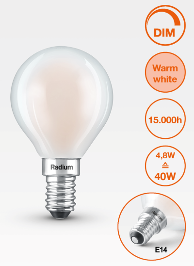 Produktbild - LED Star Mini-Ball, frosted, RL-D40 DIM 827/F/E14