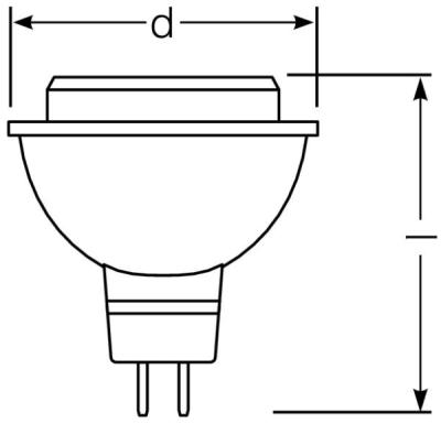Zeichnung - LED à basse tension - RetroFit, RL-MR16 50 7,2W/12/827/WFL/GU5.3