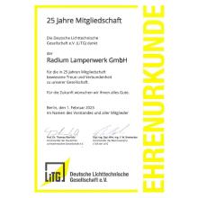 Urkunde 25 Jahre LiTG Mitgliedschaft